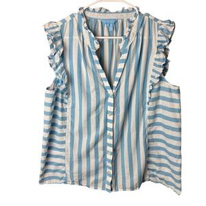Draper James Blue White Stripe Sleeveless Top XL
